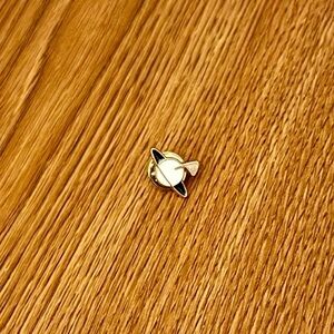 Women’s Jewelry Cute Fun Gold and Black Accents on White Planet Enamel Pin